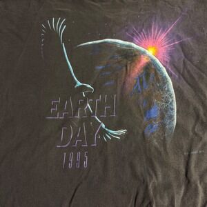 Vintage Signal Sport Earth Day 1995 25th Anniversary T-Shirt Mens Large Black‎